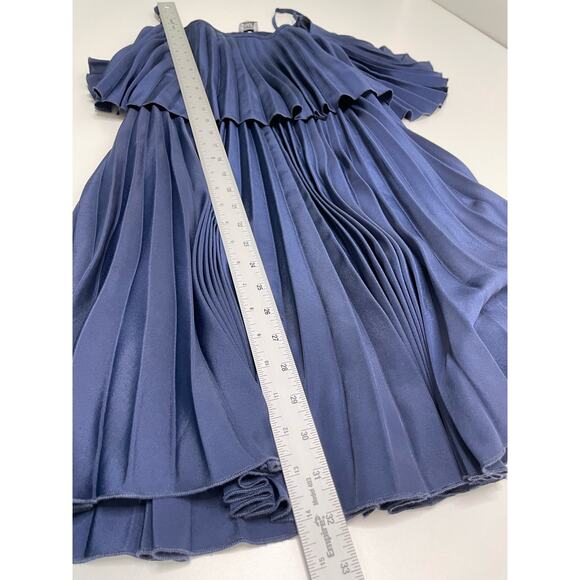 NWT Charming Charlie Overlay Pleated Knee Length Shift Dress Blue Women's‎ Large - Picture 11 of 11
